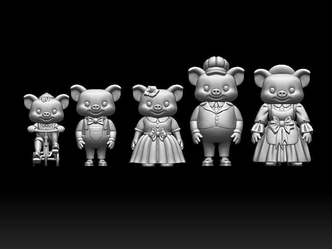 FAMILY PIG 3D print model_3