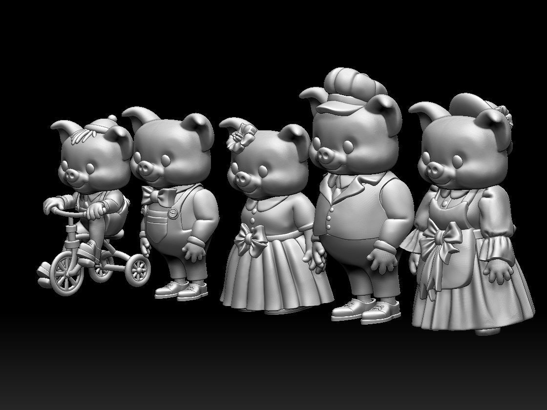 FAMILY PIG 3D print model_7