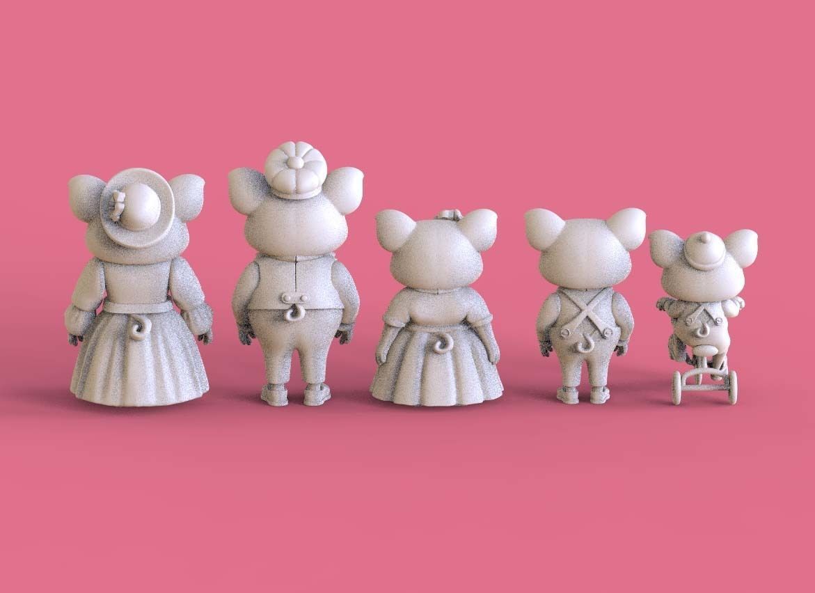 FAMILY PIG 3D print model_2