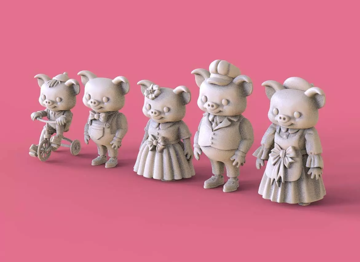 FAMILY PIG 3D print model_0