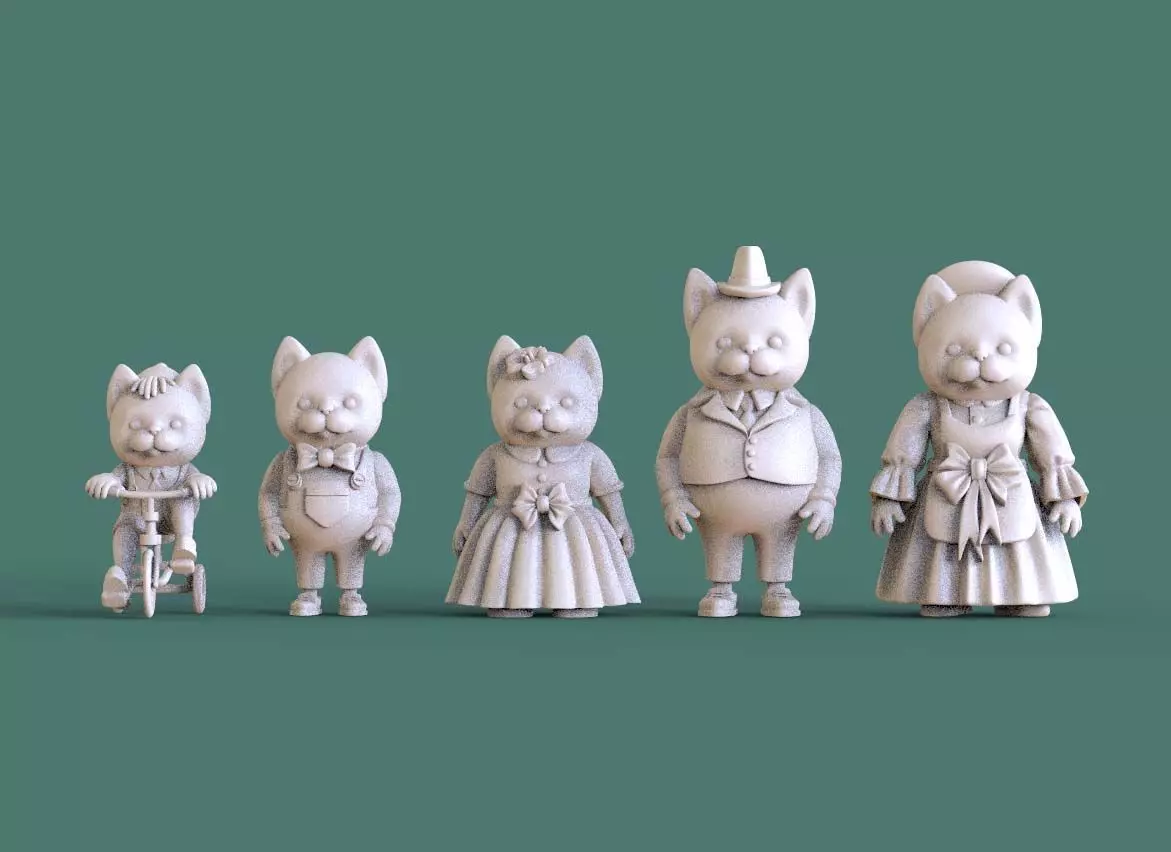 FAMILY CATS 3D print model_0