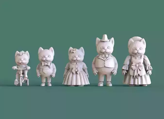 FAMILY CATS 3D print model