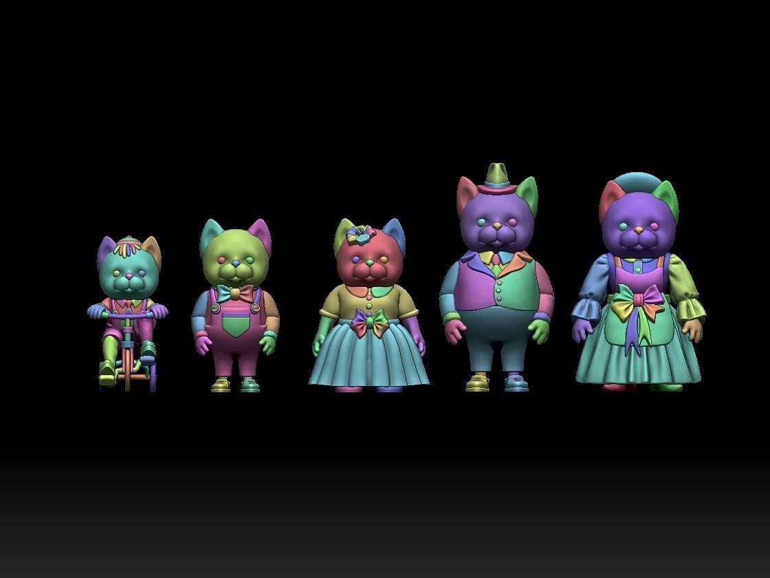 FAMILY CATS 3D print model_11