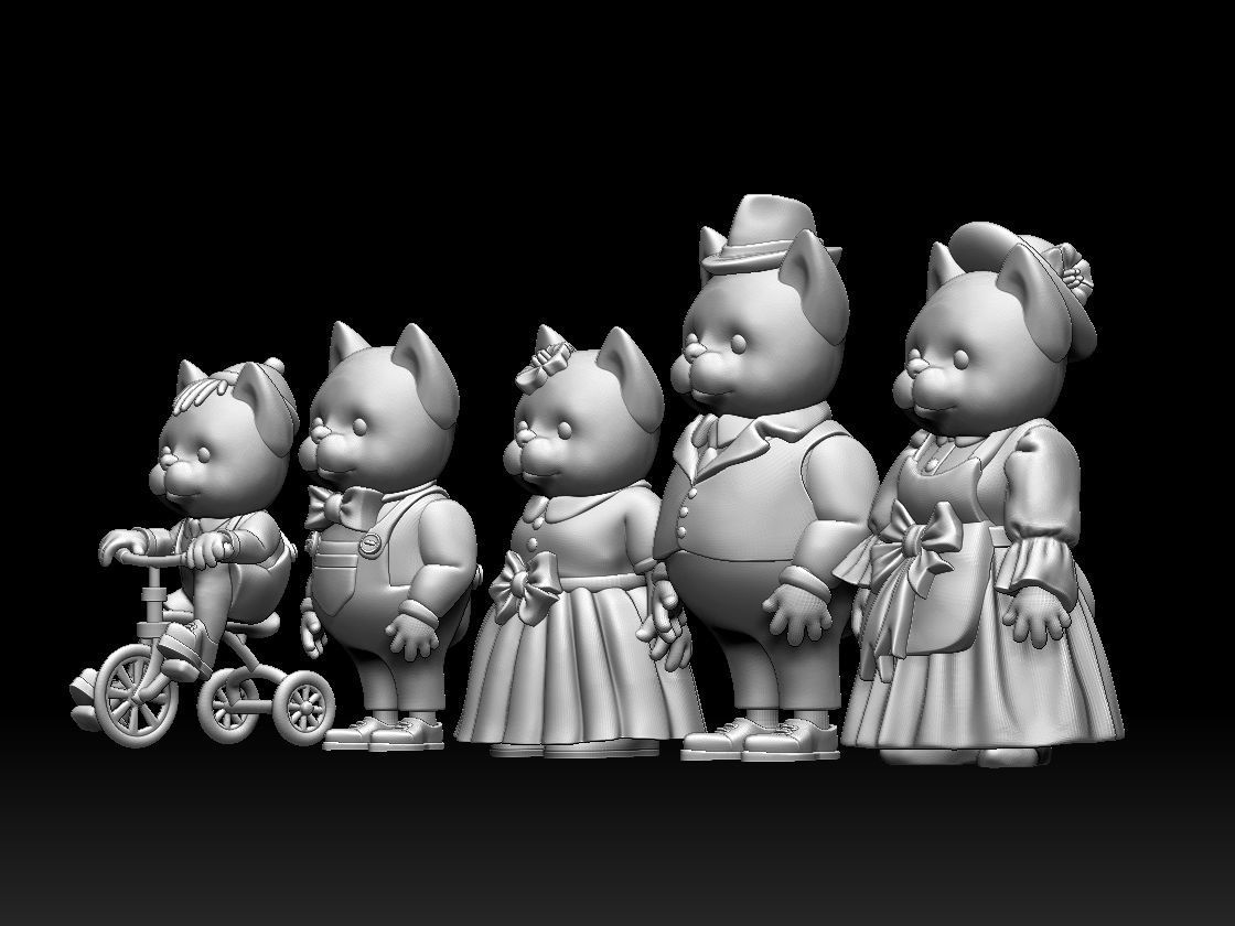 FAMILY CATS 3D print model_4