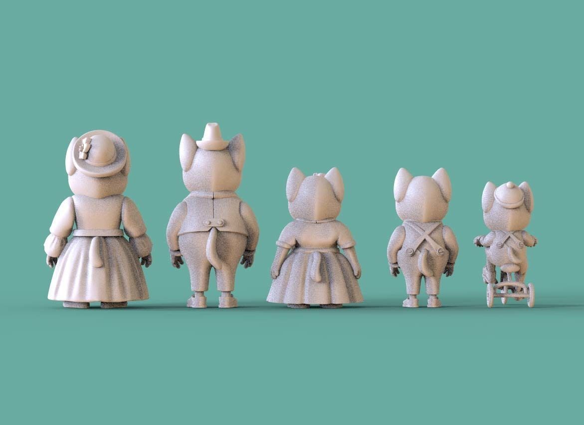 FAMILY CATS 3D print model_3