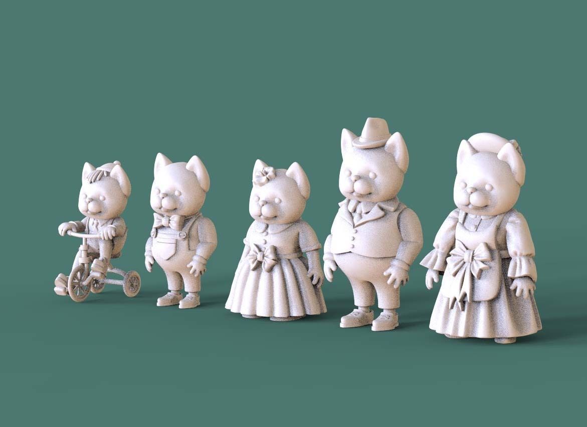 FAMILY CATS 3D print model_2