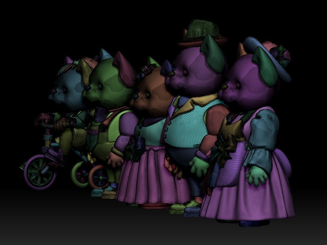 FAMILY CATS 3D print model_7