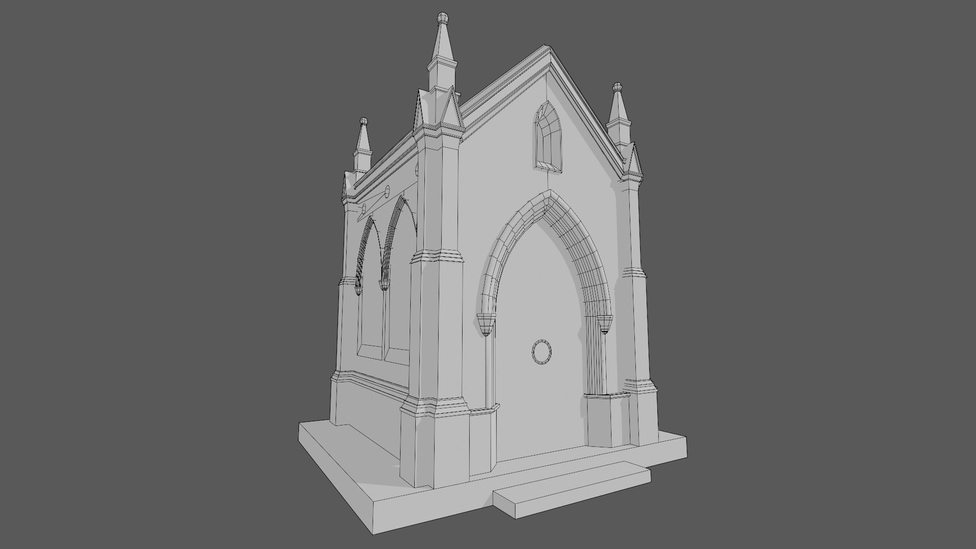 Cemetery Mausoleum 02 Low-poly 3D model_3