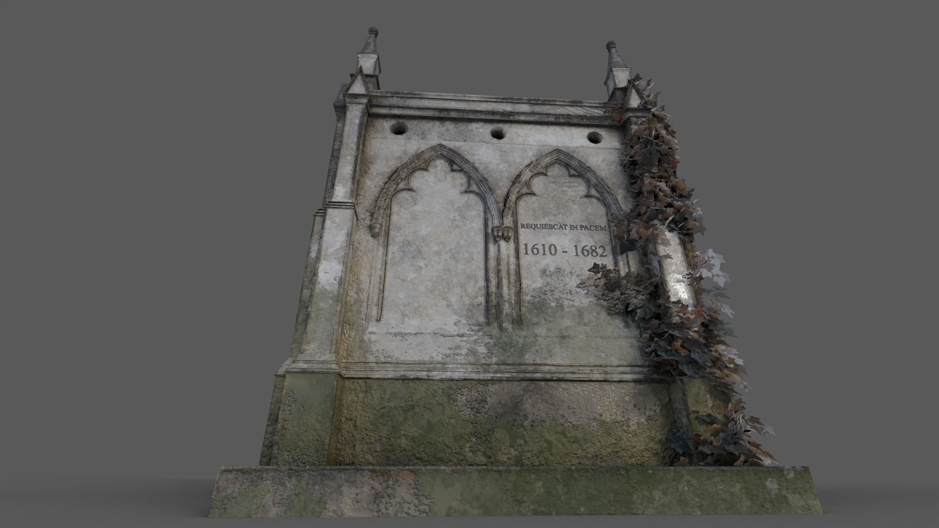 Cemetery Mausoleum 02 Low-poly 3D model_13