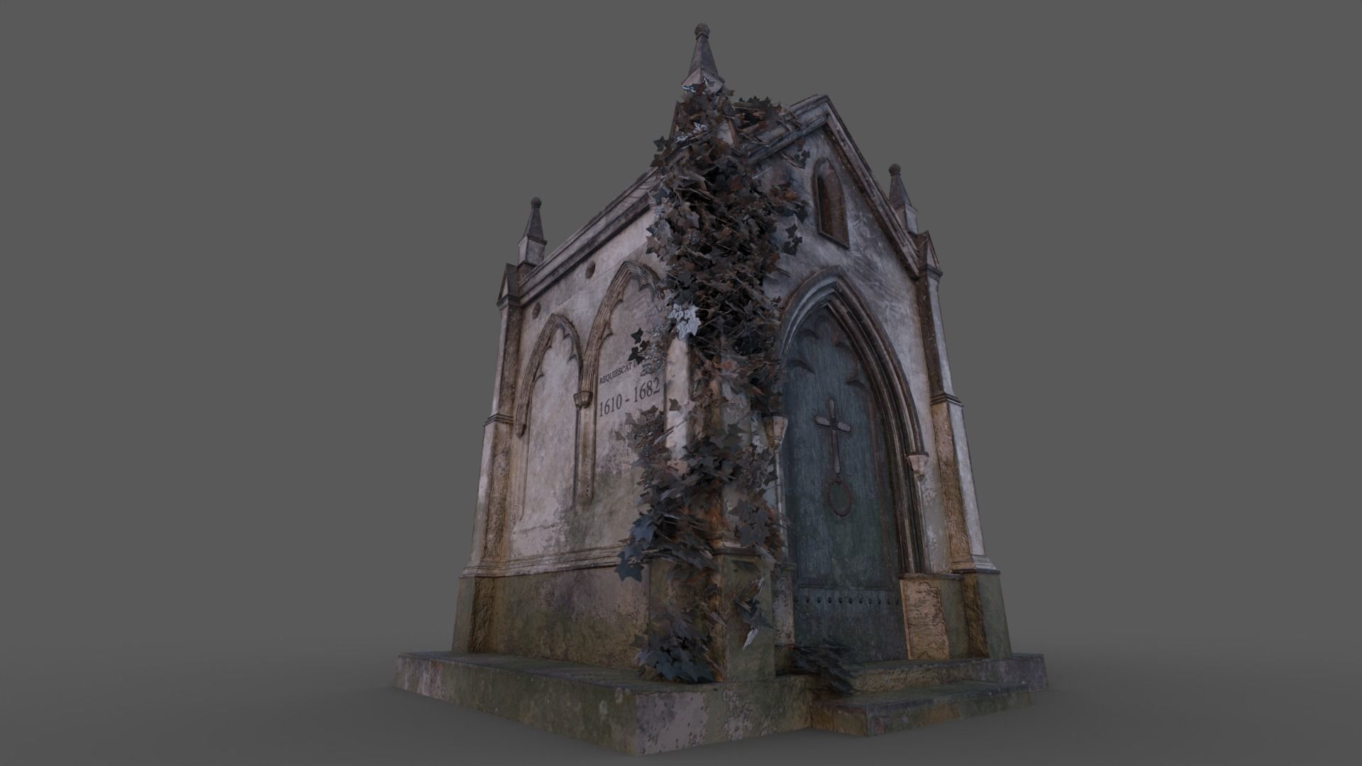 Cemetery Mausoleum 02 Low-poly 3D model_25