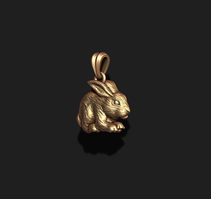 rabbit pendant 3D print model_4