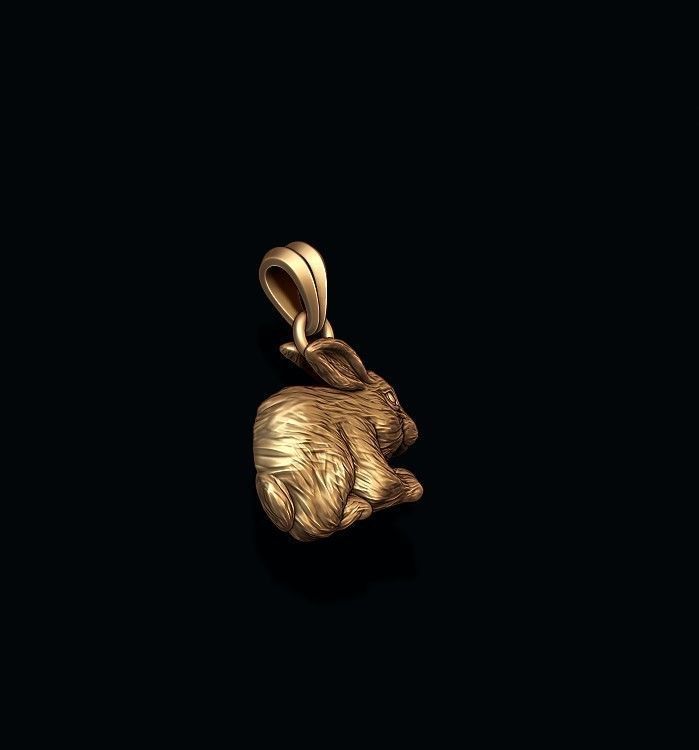 rabbit pendant 3D print model_5