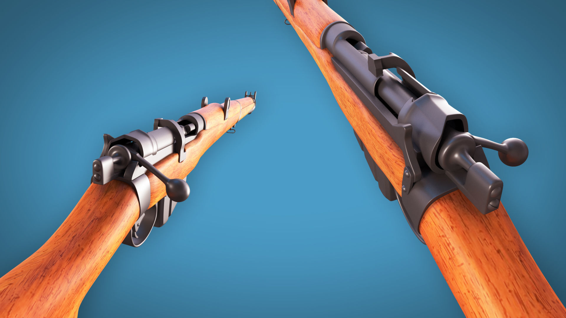 3D model Lee Enfield Bolt Action Rifle LowPoly Firearm 3D Model VR / AR ...