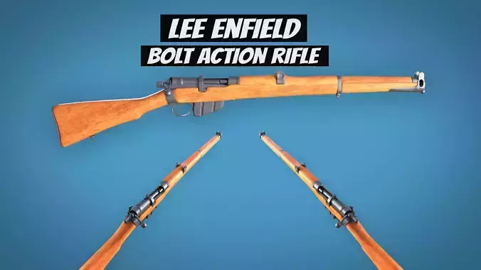 Lee Enfield Bolt Action Rifle LowPoly Firearm  3D Model