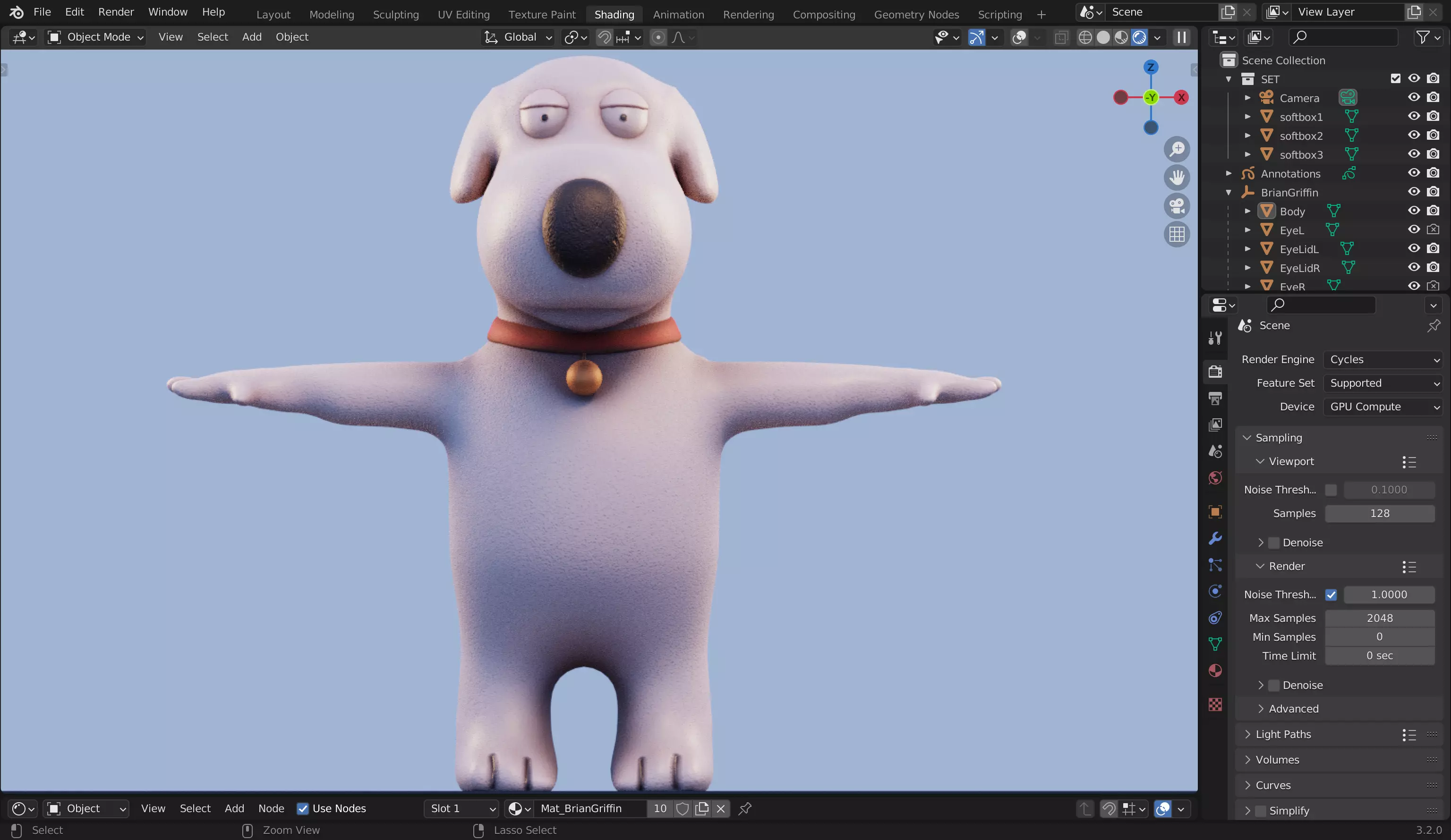 Brian Griffin 3D Dog Model from Family Guy Low-poly 3D model_0