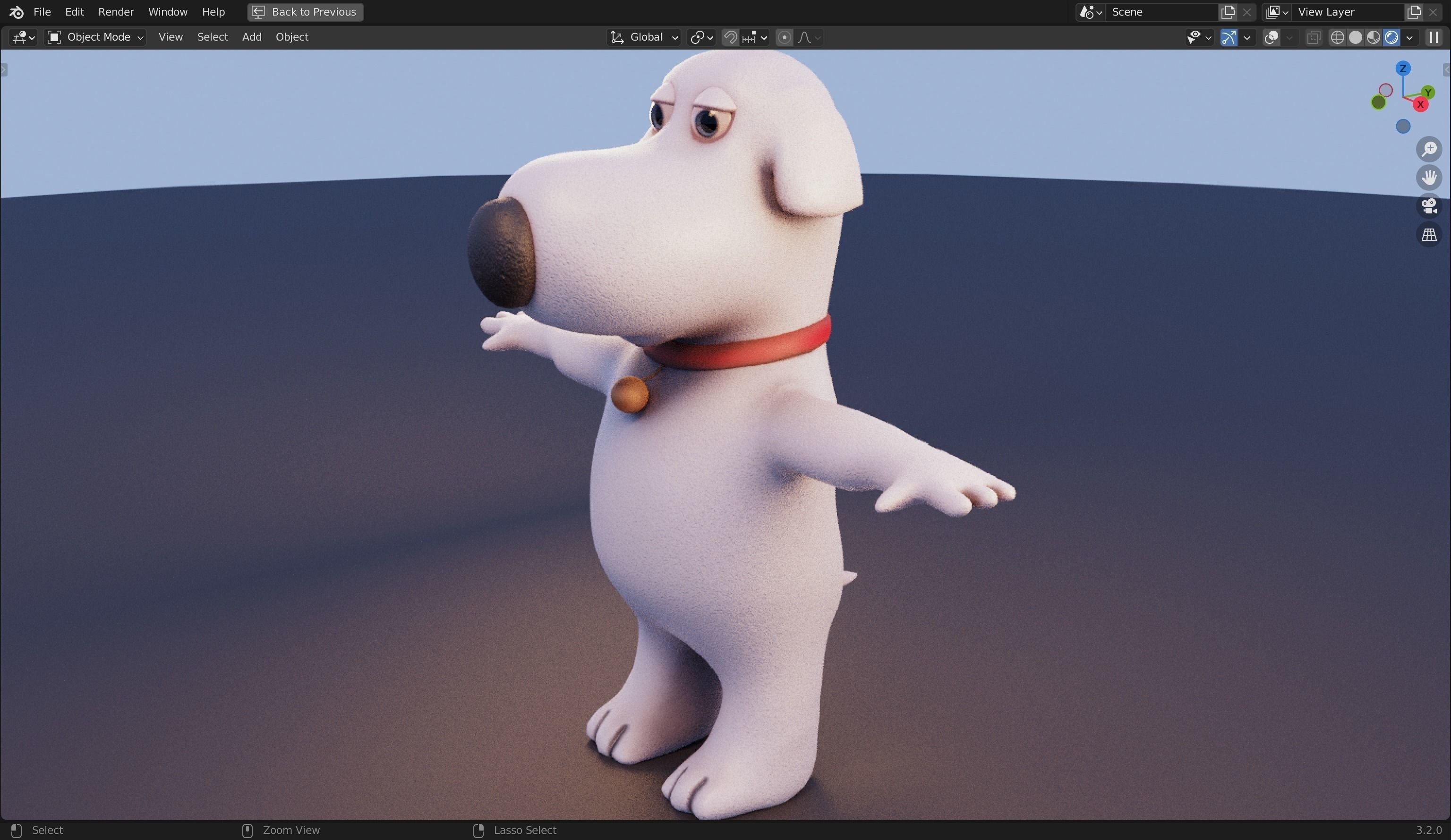 Brian Griffin 3D Dog Model from Family Guy Low-poly 3D model_7