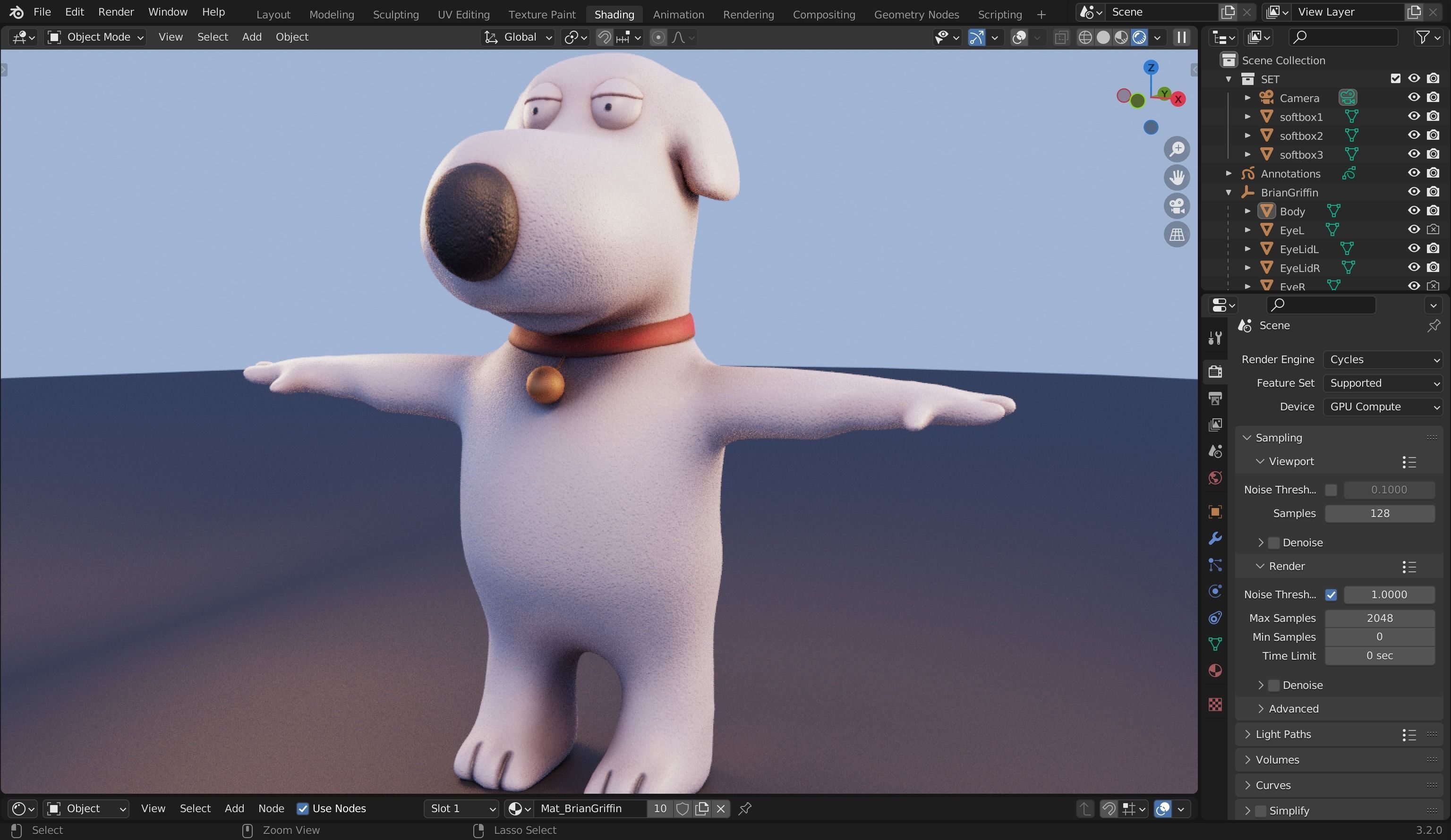 Brian Griffin 3D Dog Model from Family Guy Low-poly 3D model_24