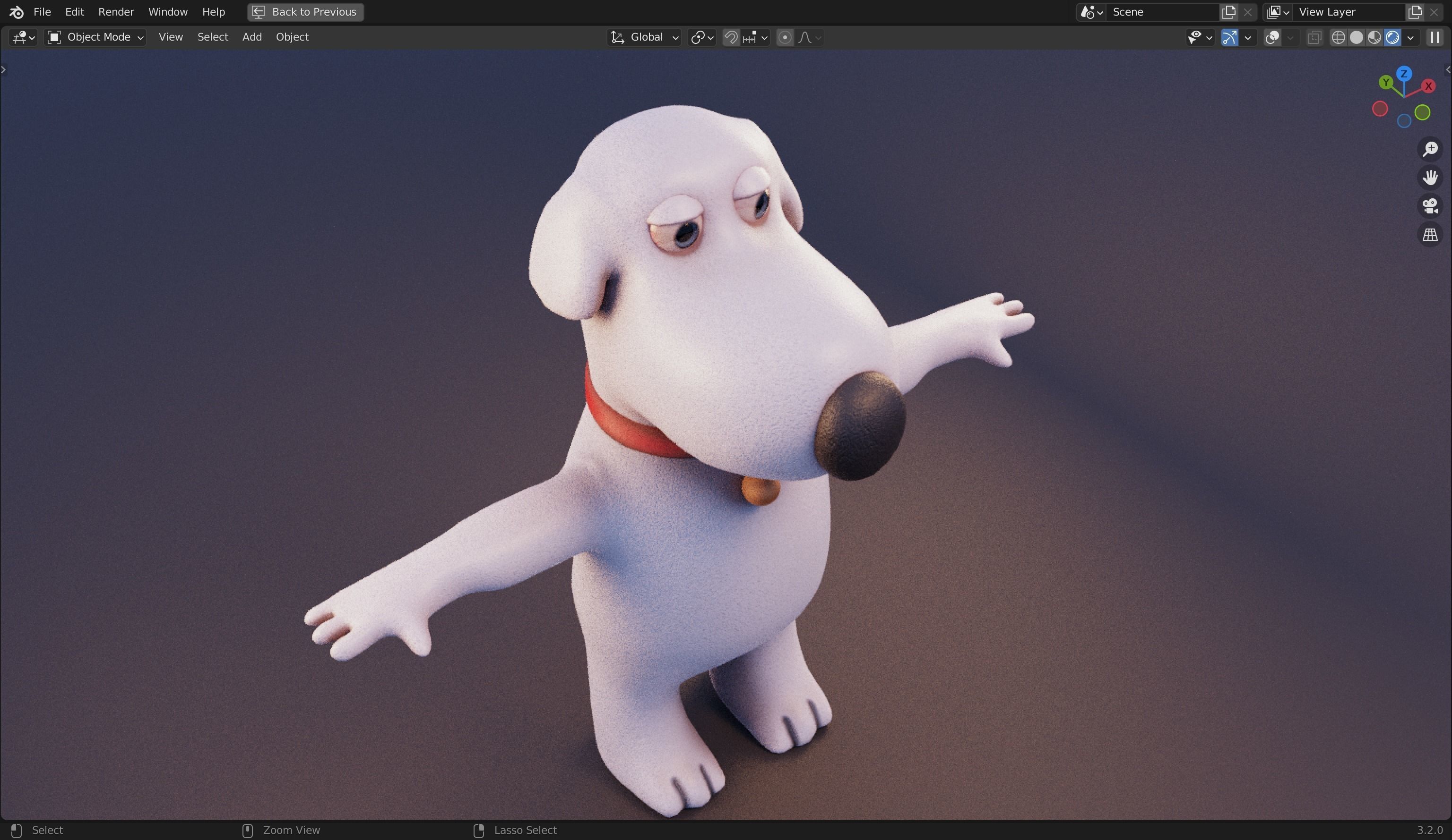 Brian Griffin 3D Dog Model from Family Guy Low-poly 3D model_5