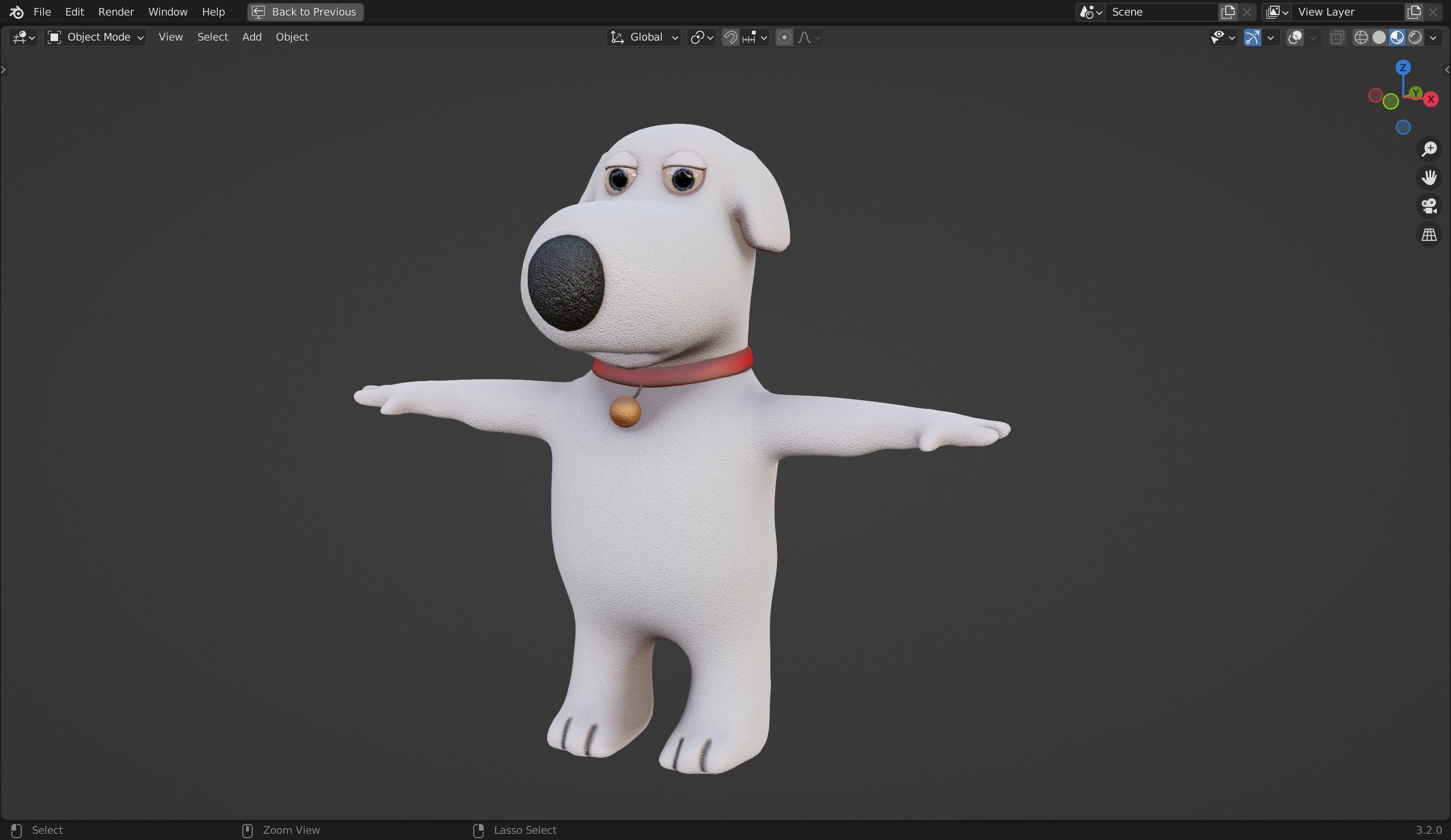 Brian Griffin 3D Dog Model from Family Guy Low-poly 3D model_13