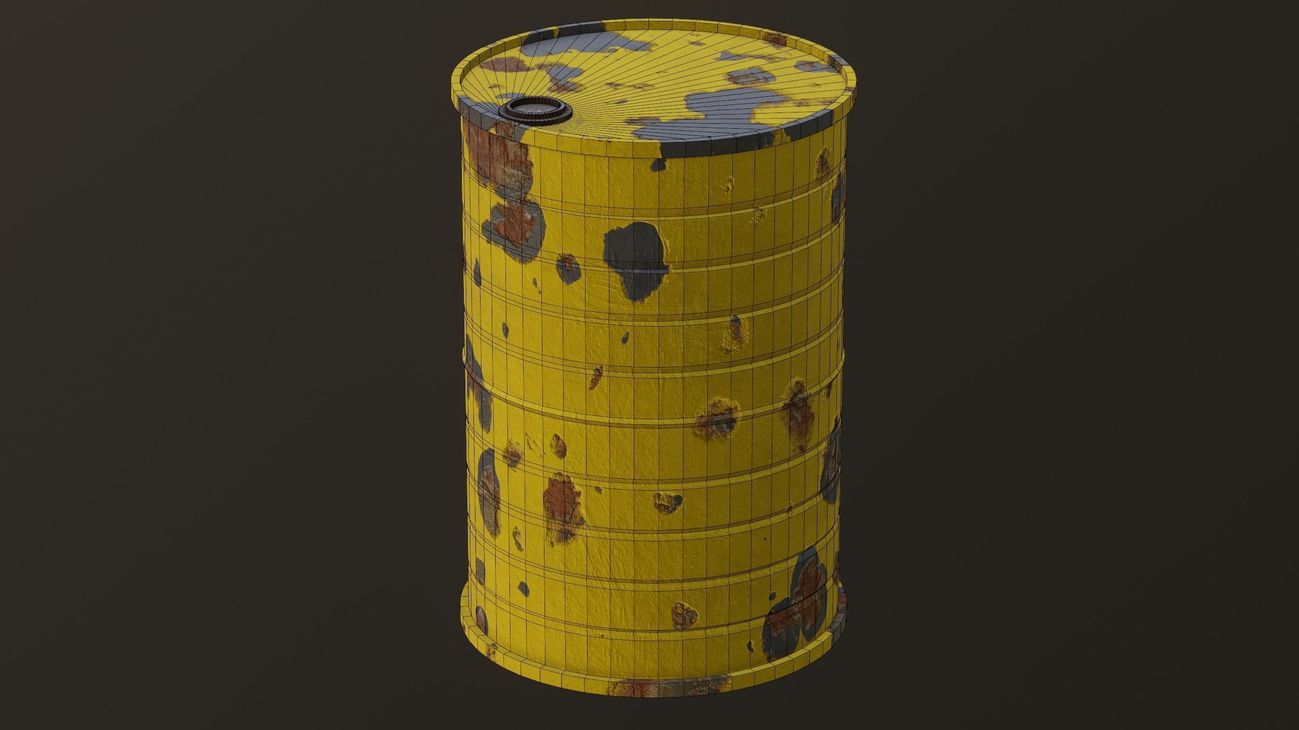 Metal Barrel Low-poly 3D model_1