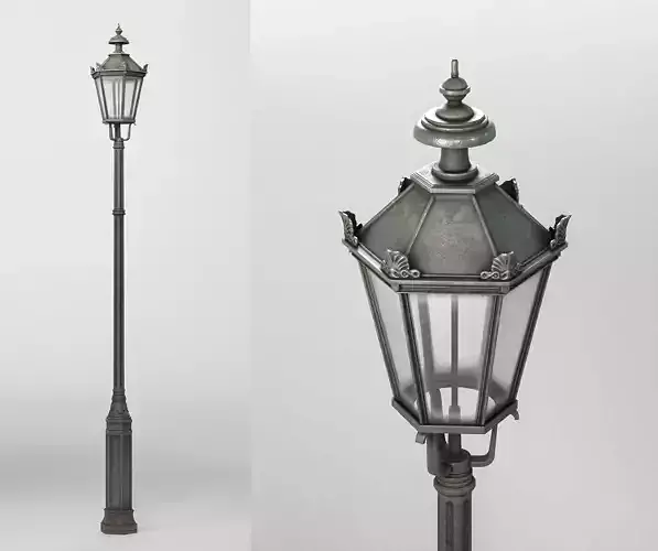 Old street lamp Low-poly 3D model
