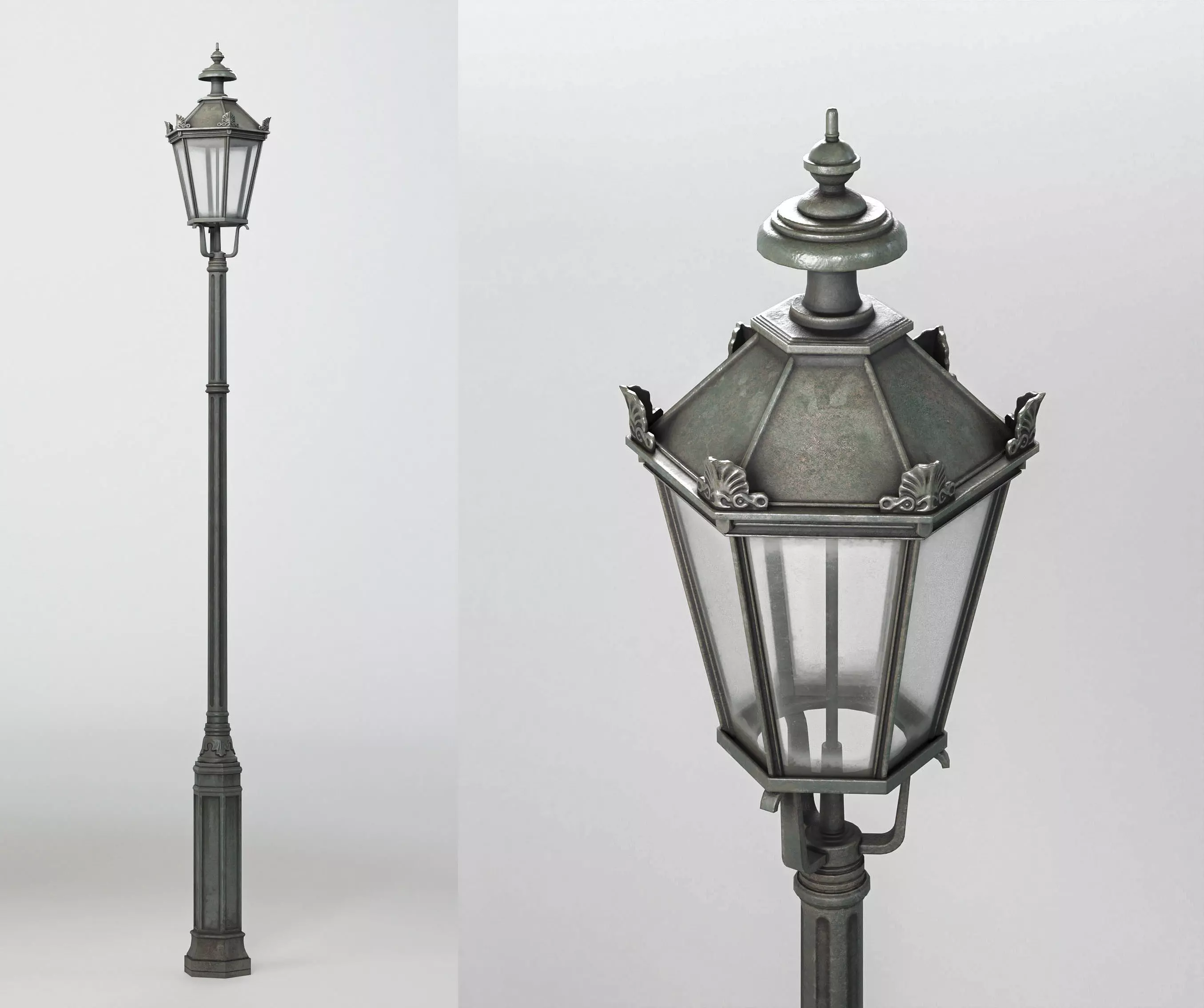 Old street lamp Low-poly 3D model_0