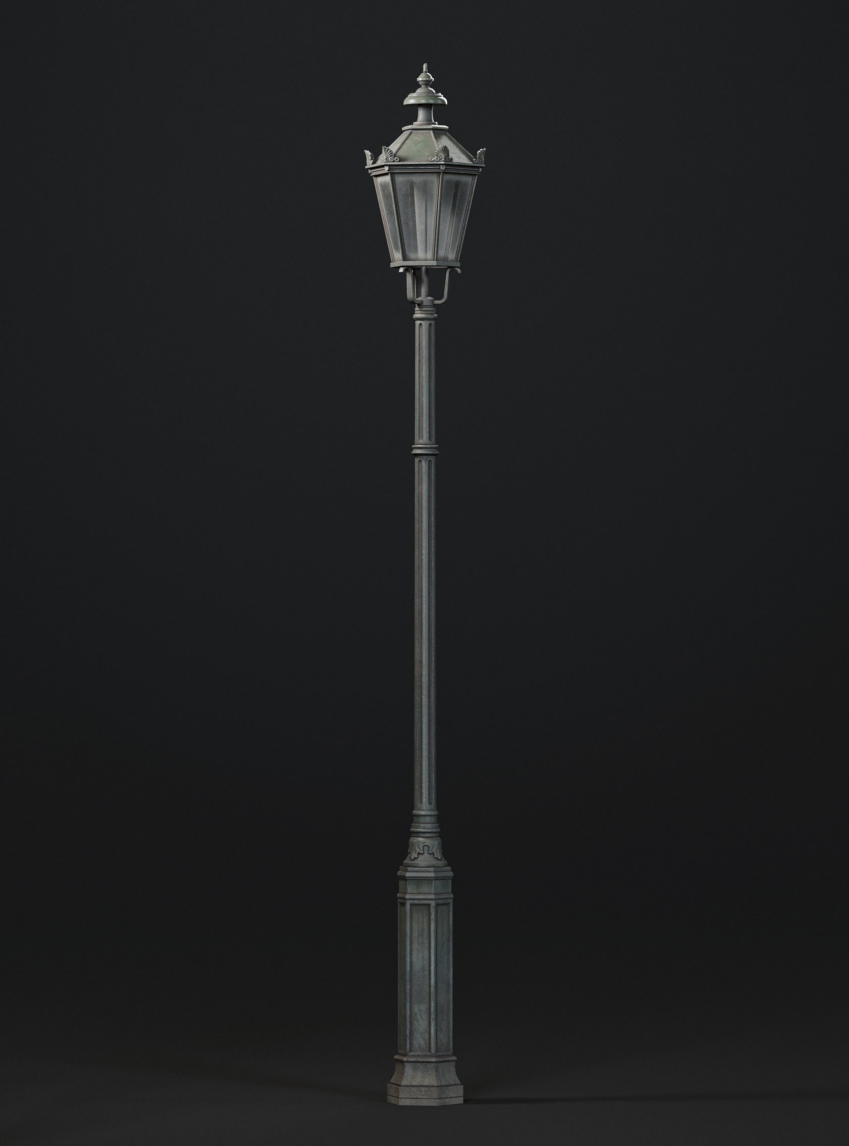 Old street lamp Low-poly 3D model_1