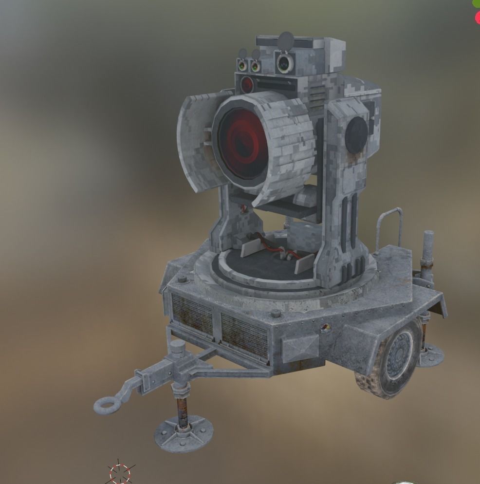 laser turret  Low-poly 3D model_1
