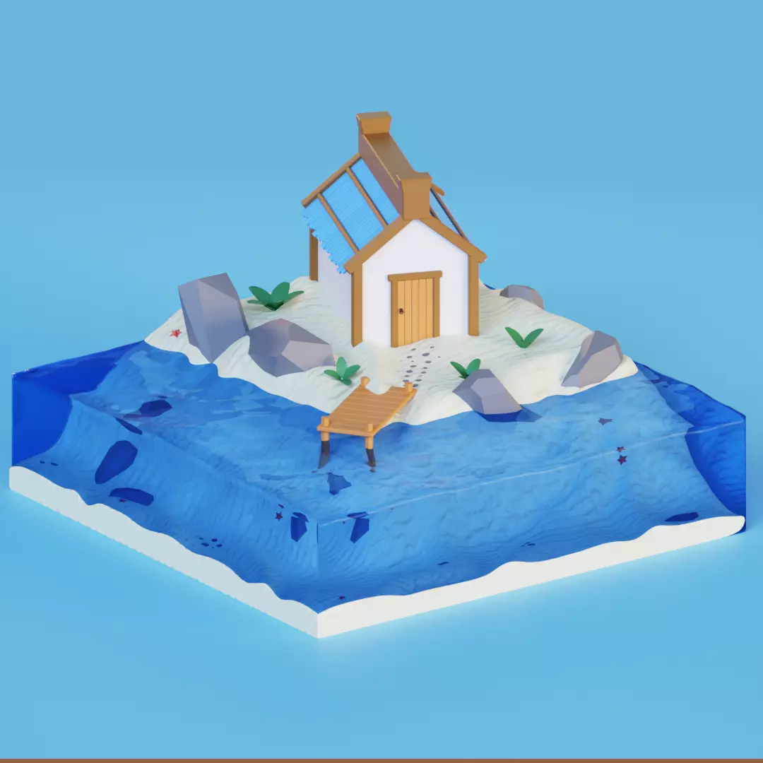 House by the sea 3D model_0