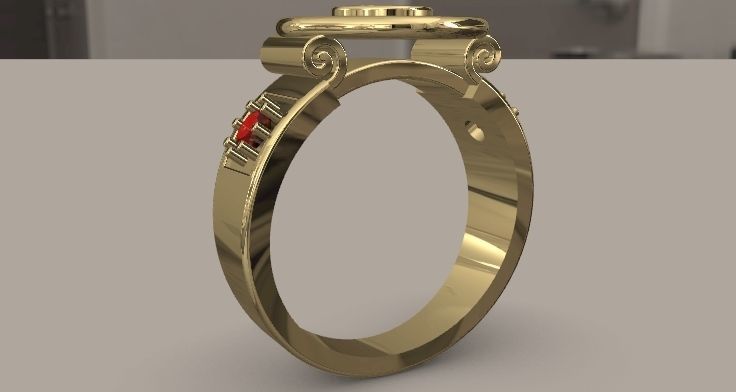 graduation ring 3D print model_5