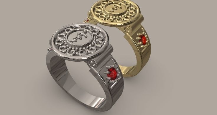 graduation ring 3D print model_6
