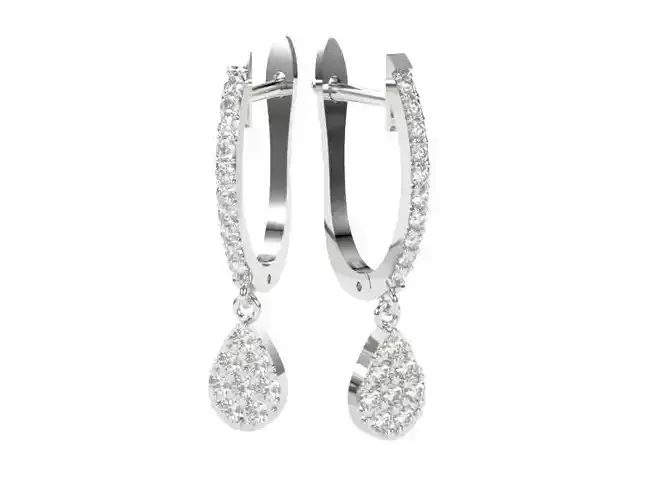 Hook Drop Earring Diamond White Gold AN-2308-043
