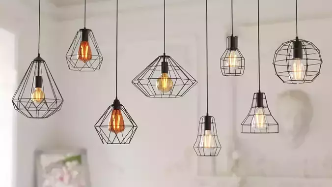 10 Collection Pendant Steel Lamps 3D model