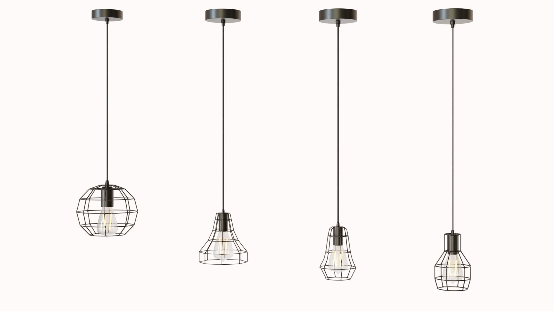 10 Collection Pendant Steel Lamps 3D model_16