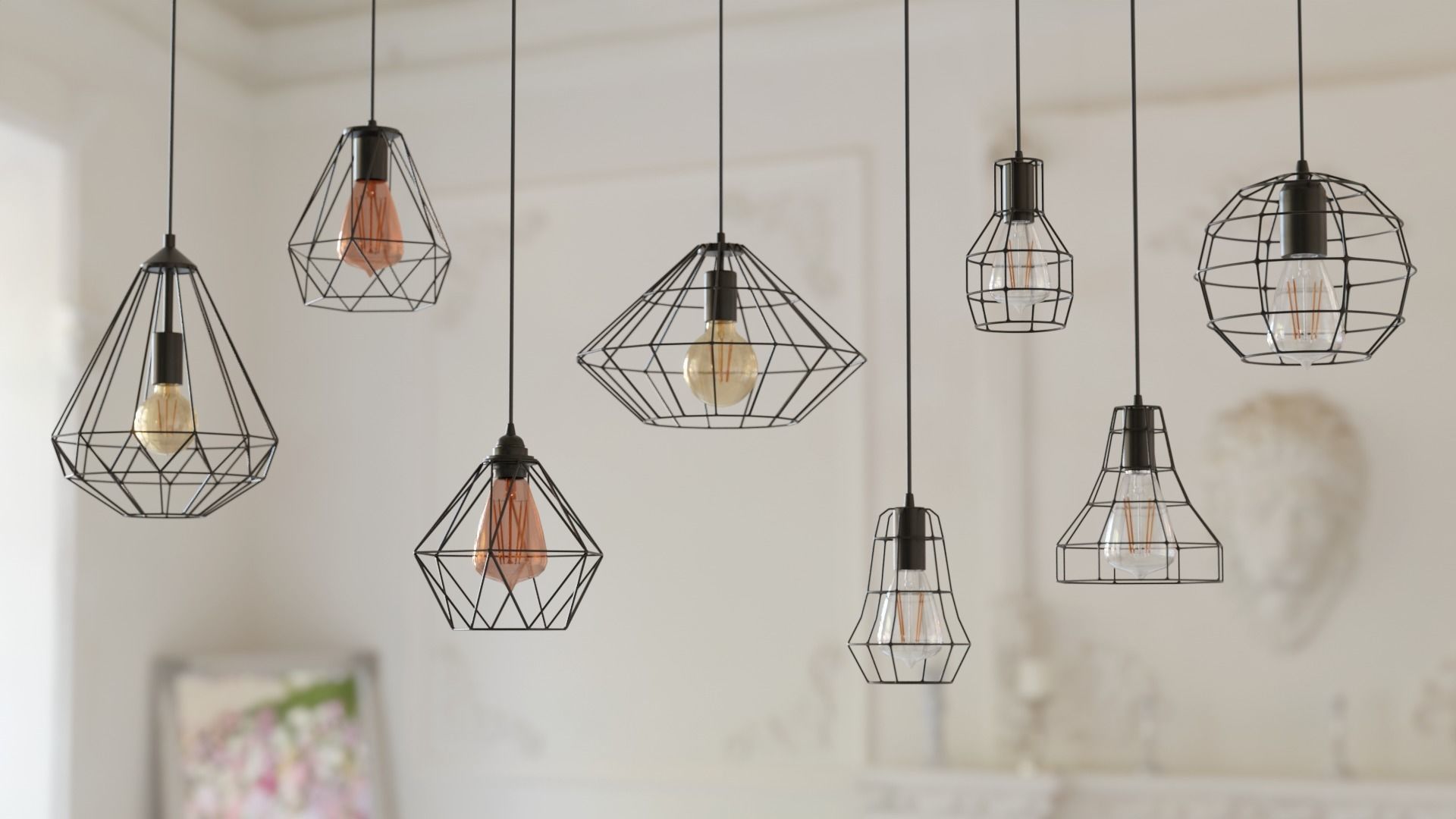 10 Collection Pendant Steel Lamps 3D model_4