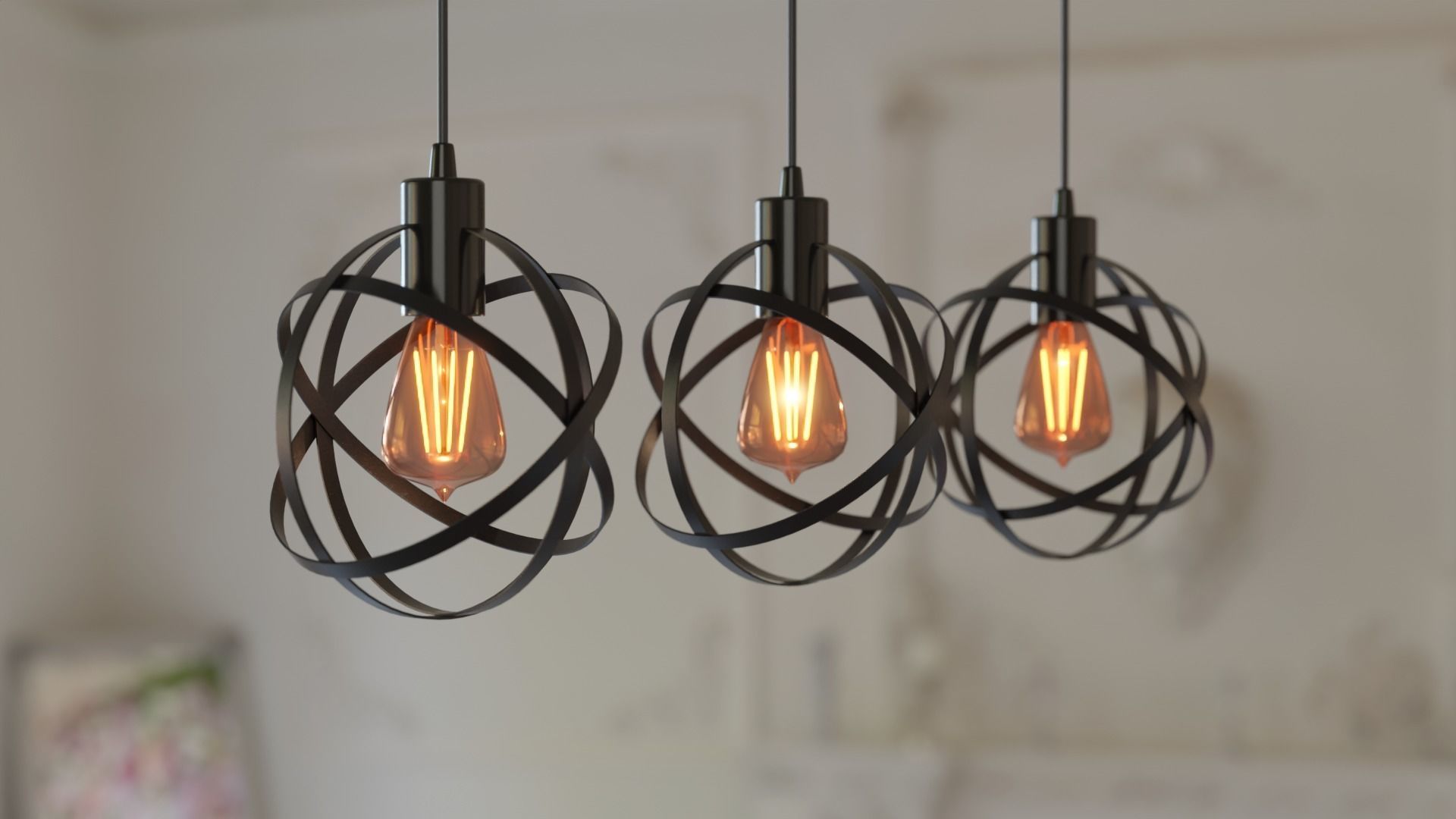 10 Collection Pendant Steel Lamps 3D model_7