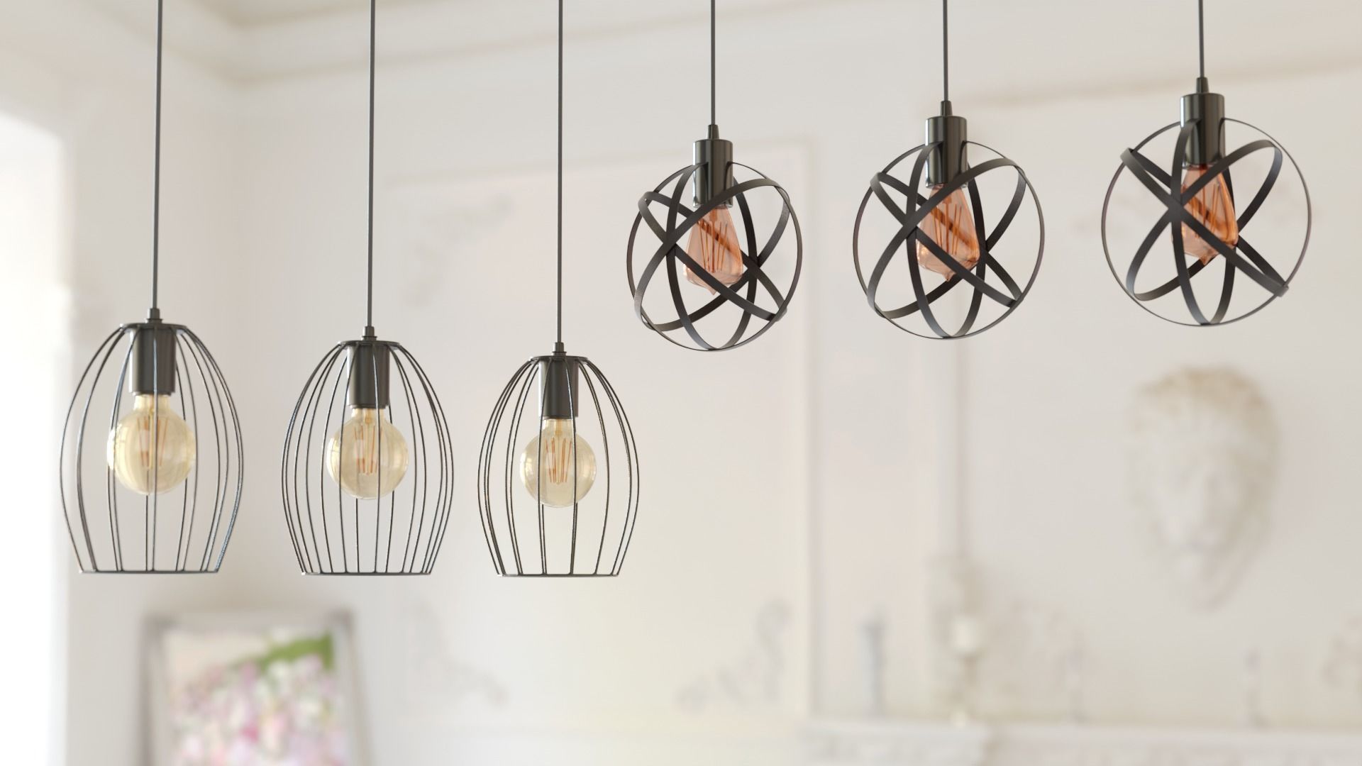 10 Collection Pendant Steel Lamps 3D model_5