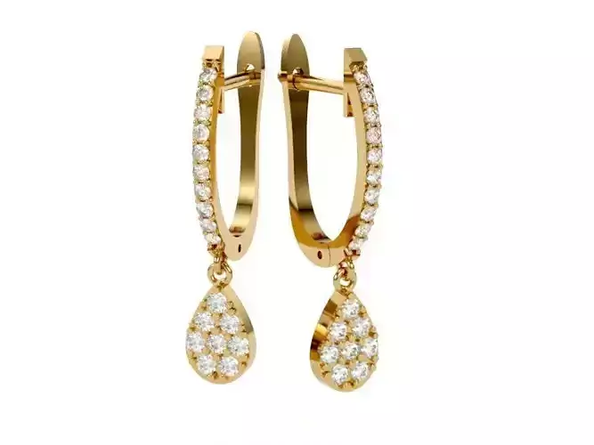 Hook Drop Earring Diamond Yellow Gold AN-2308-043