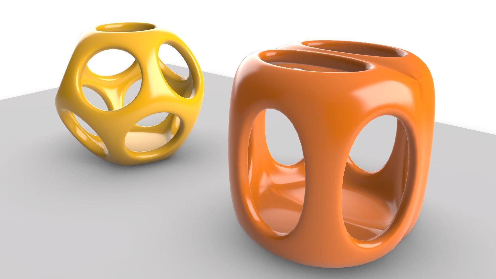 Geometric Containers Cage Vases 3D print model_36
