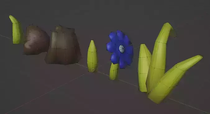 Low poly grass elements