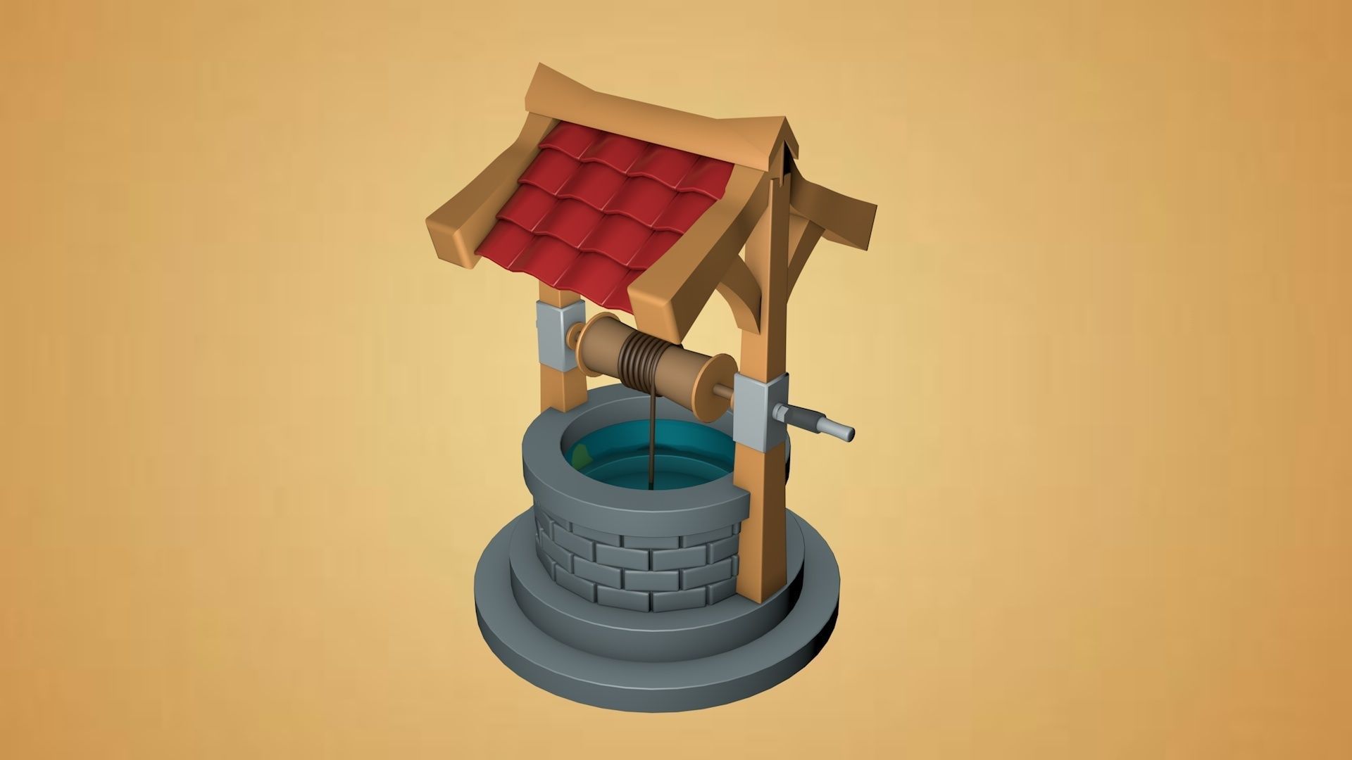 Low Poly model of a Well Free low-poly 3D model_4
