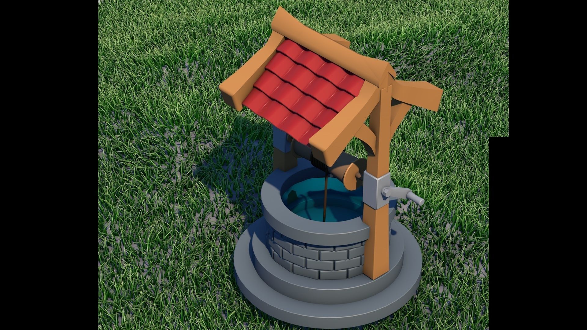 Low Poly model of a Well Free low-poly 3D model_1