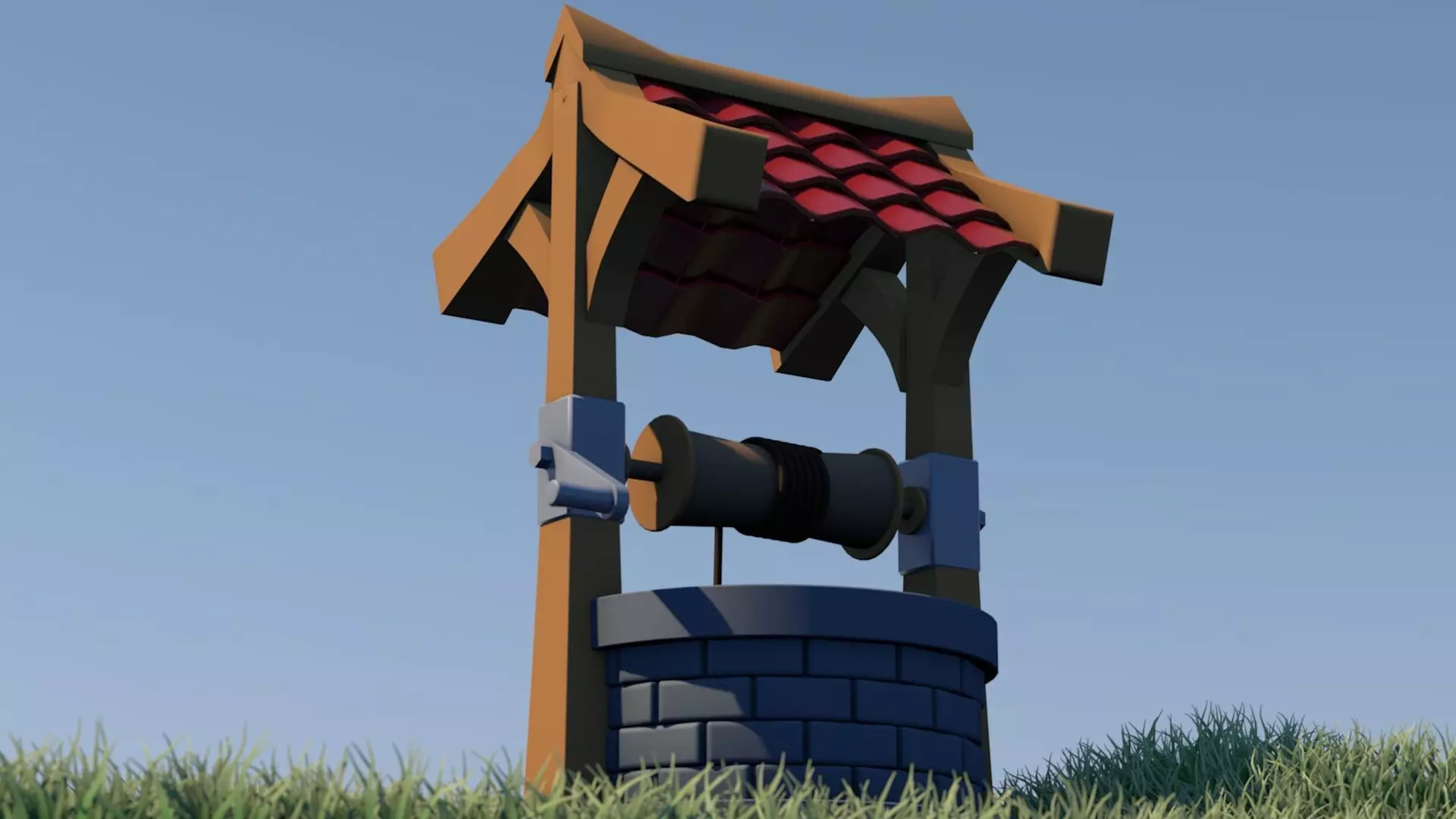Low Poly model of a Well Free low-poly 3D model_0