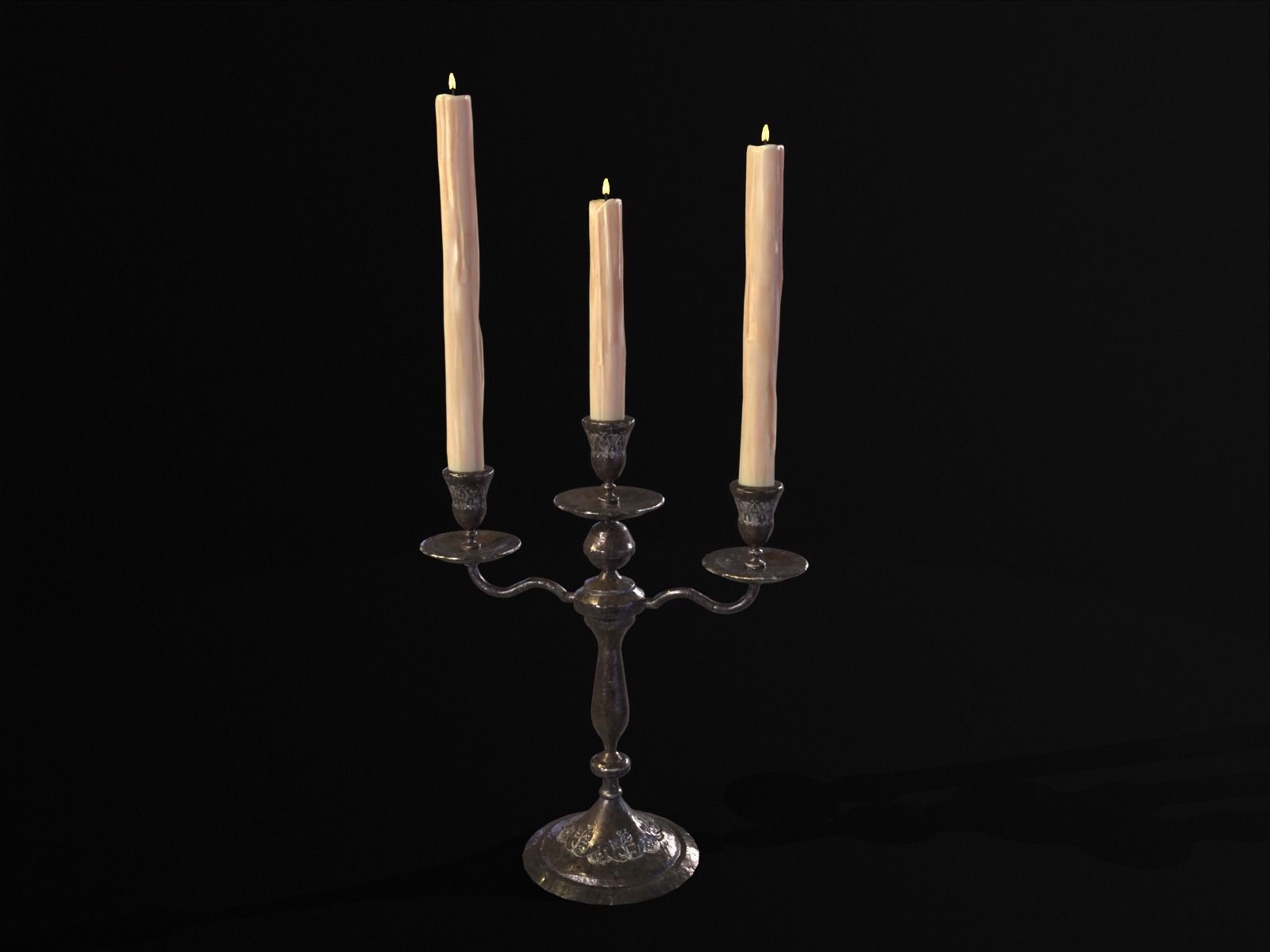 Iron Cased Three Point Candelabra Low-poly 3D model_4