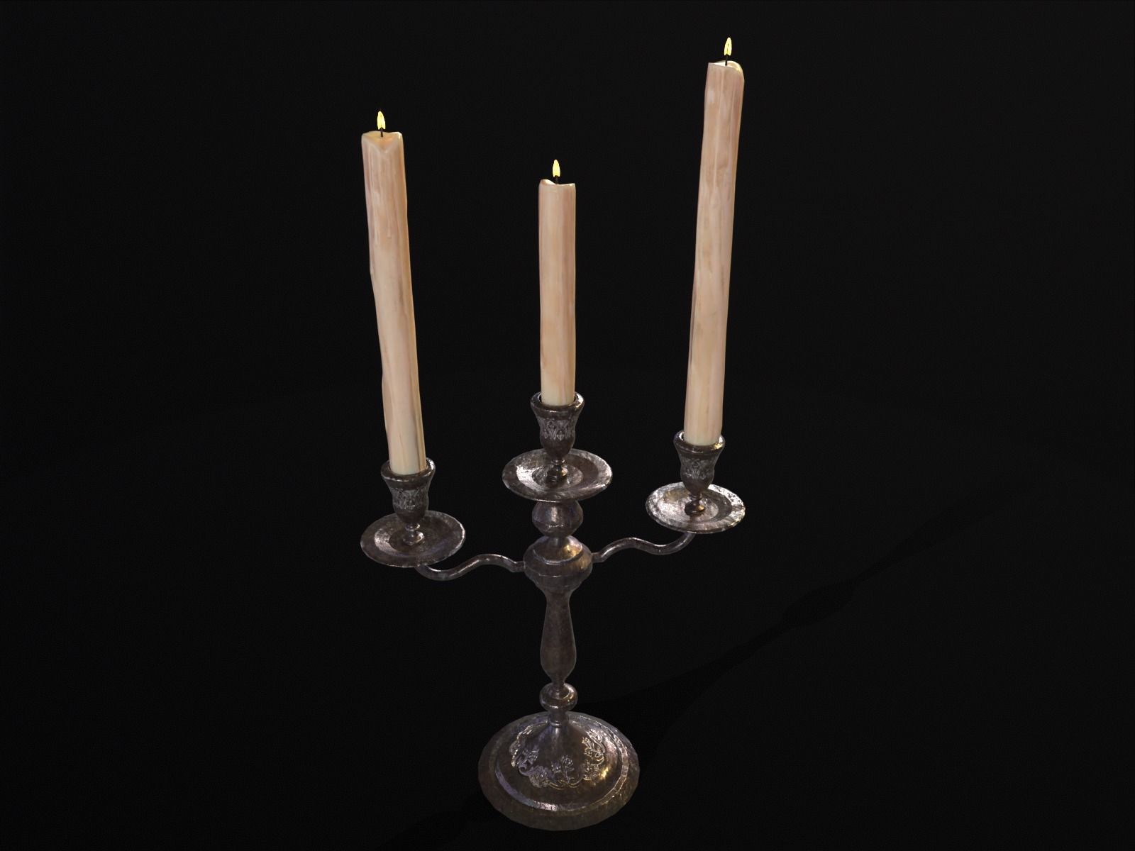 Iron Cased Three Point Candelabra Low-poly 3D model_16