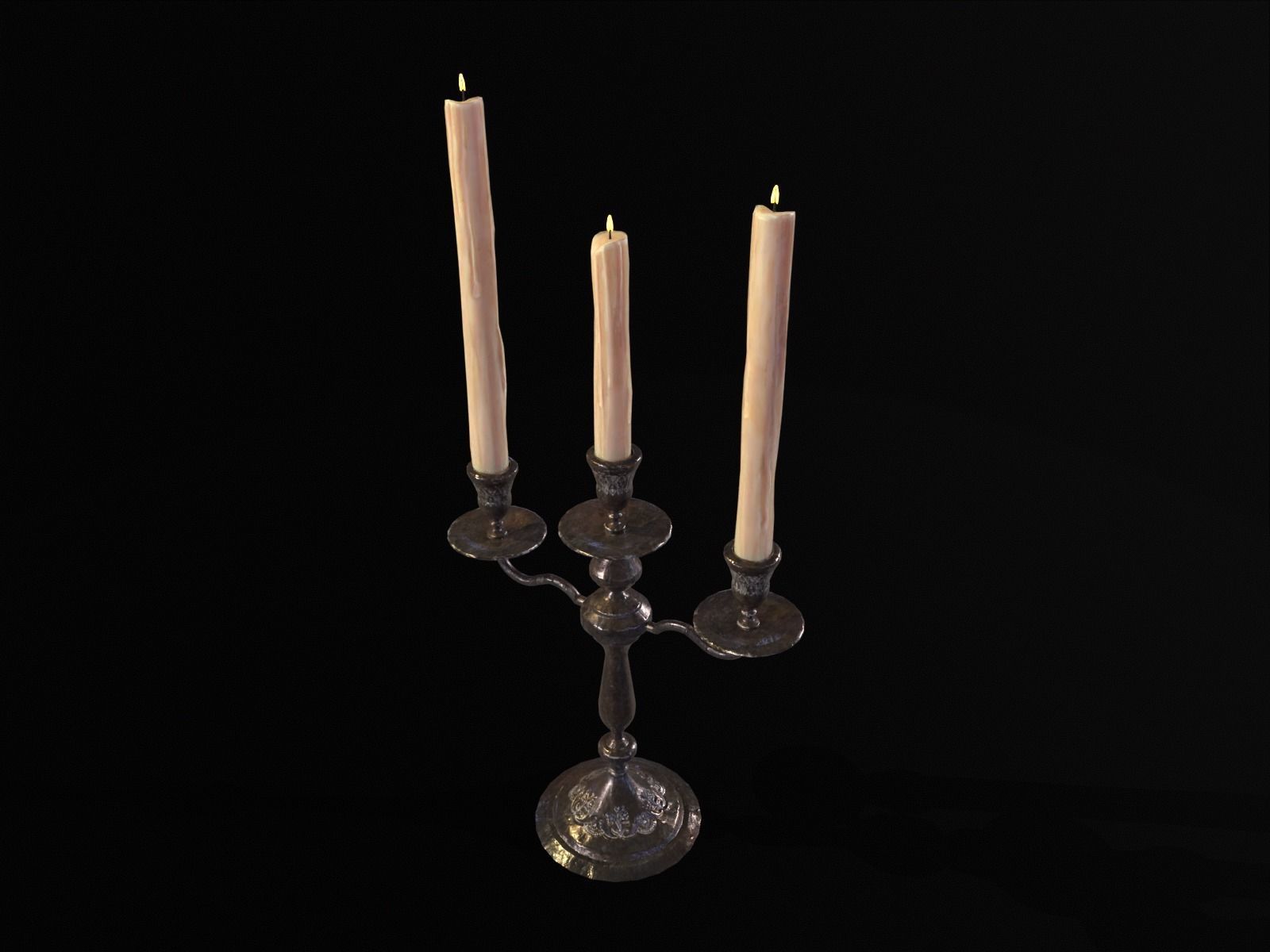 Iron Cased Three Point Candelabra Low-poly 3D model_6