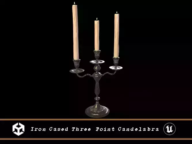 Iron Cased Three Point Candelabra Low-poly 3D model