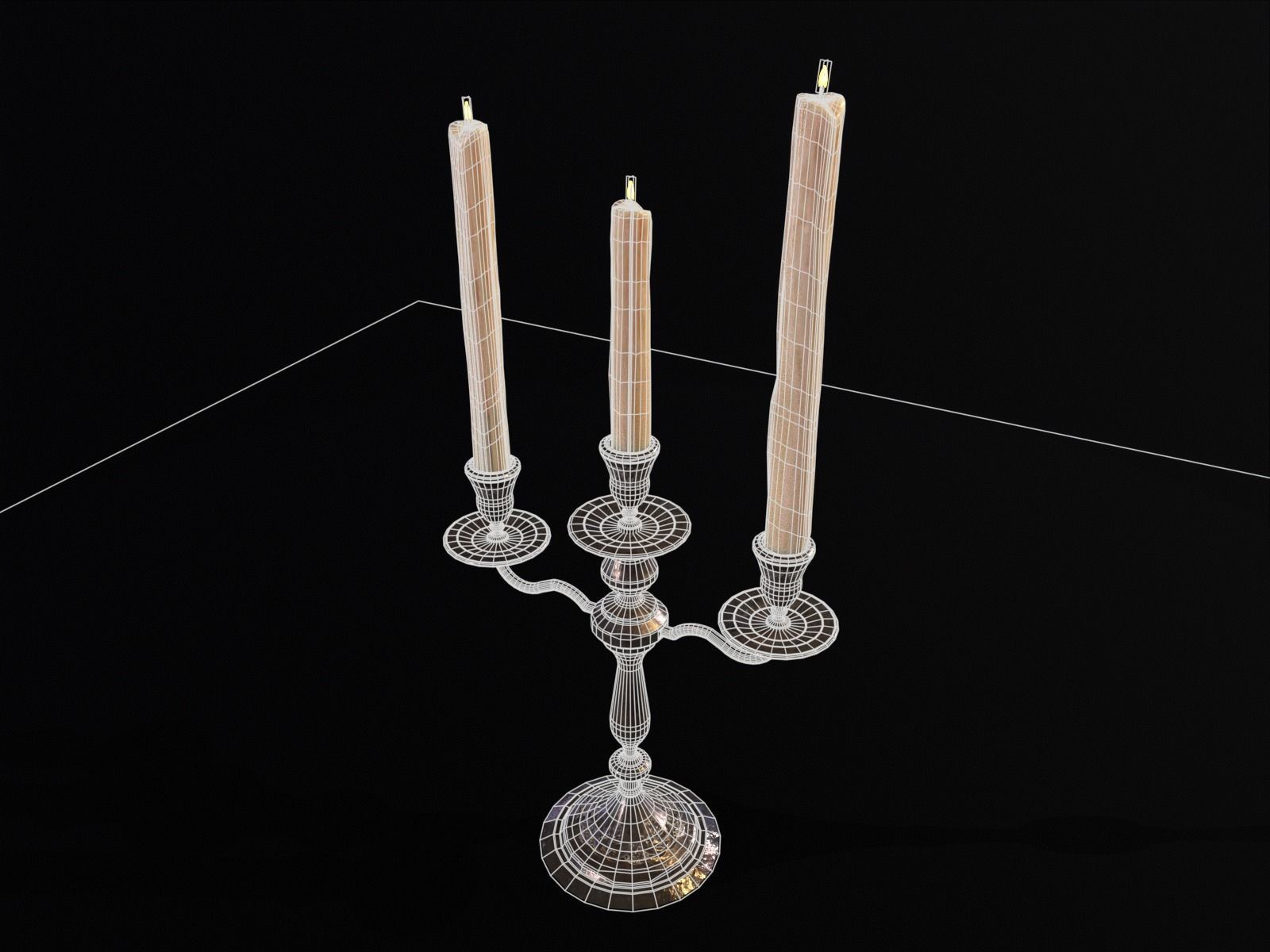 Iron Cased Three Point Candelabra Low-poly 3D model_19