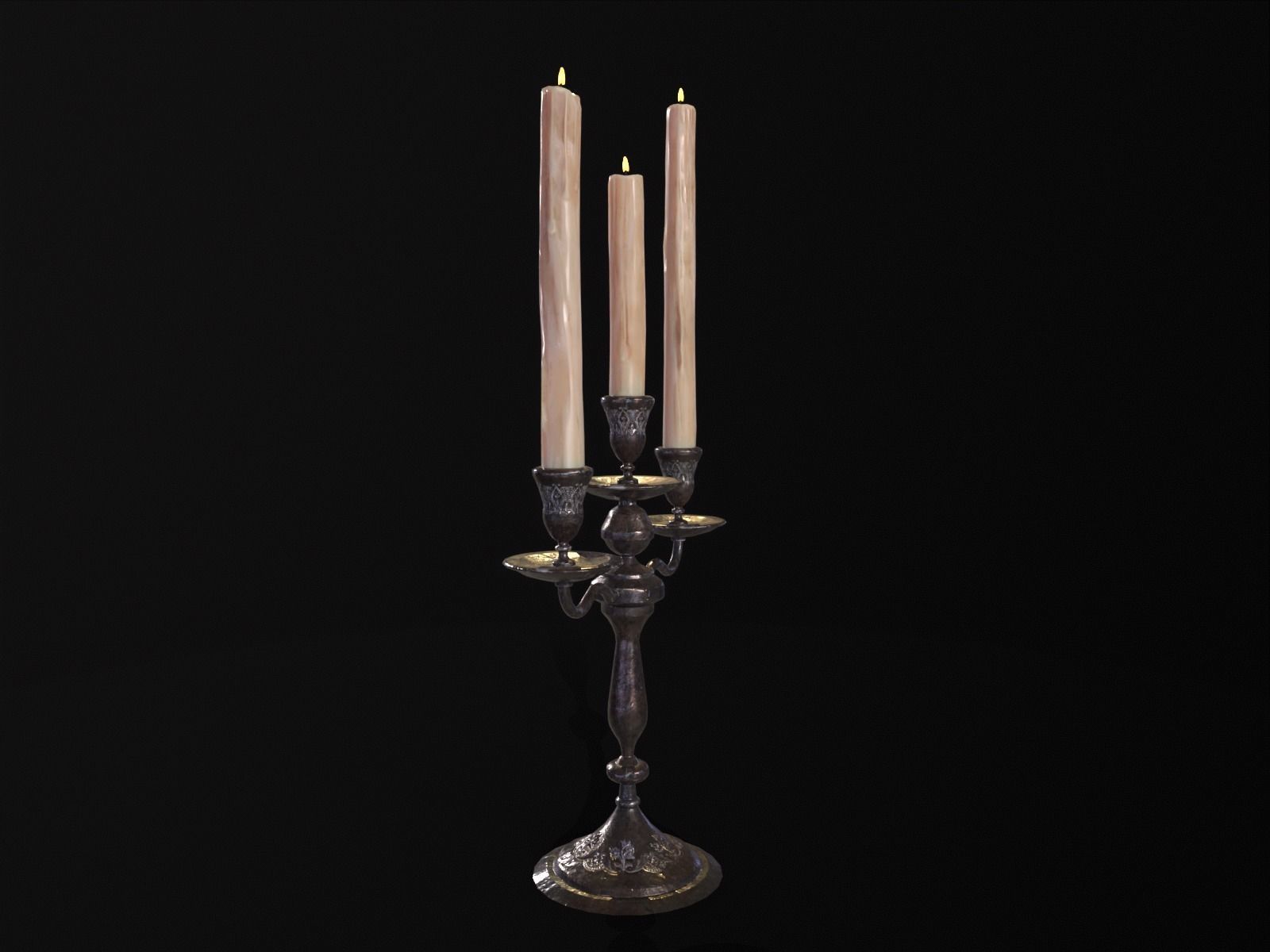 Iron Cased Three Point Candelabra Low-poly 3D model_12