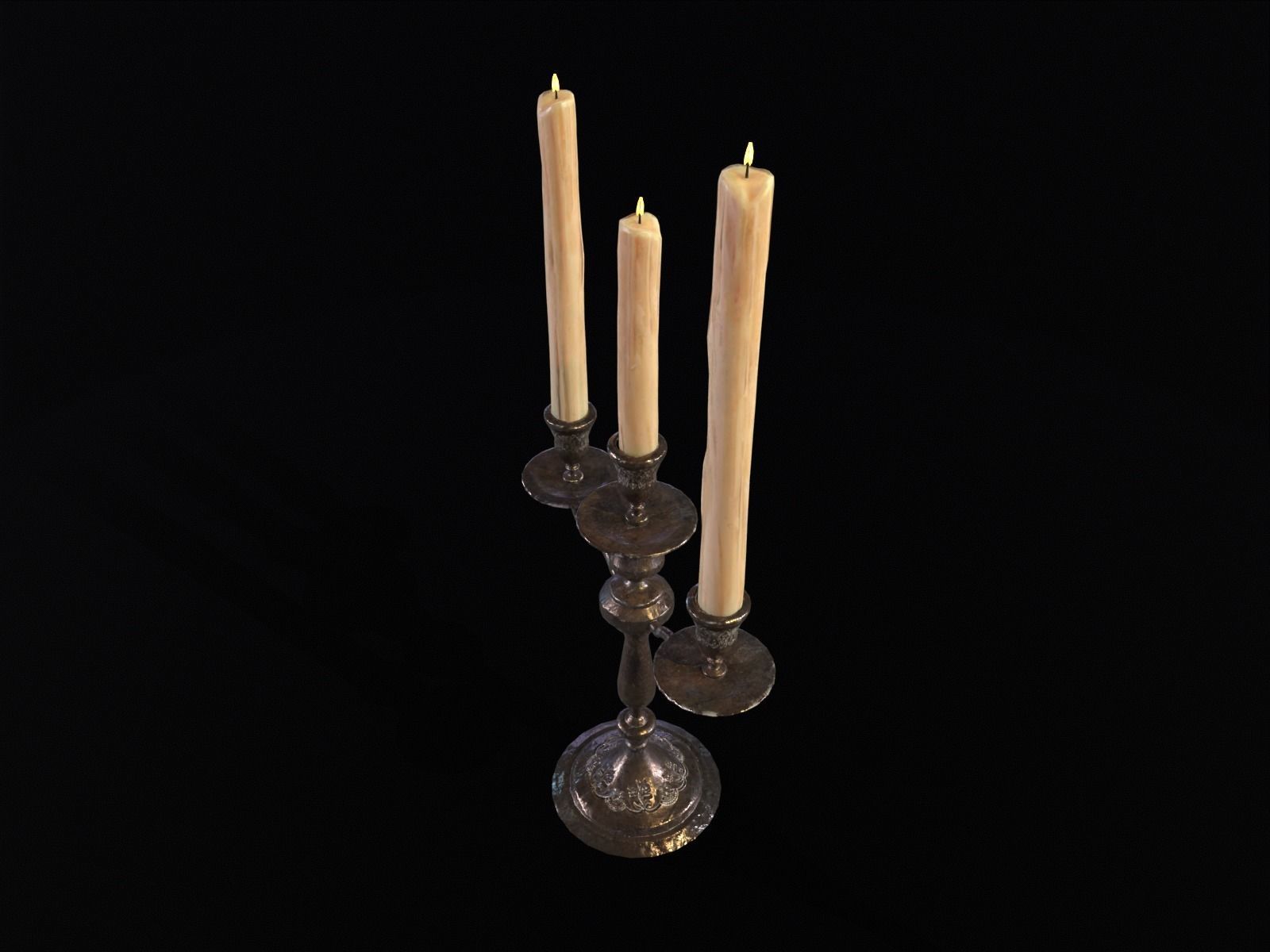 Iron Cased Three Point Candelabra Low-poly 3D model_20